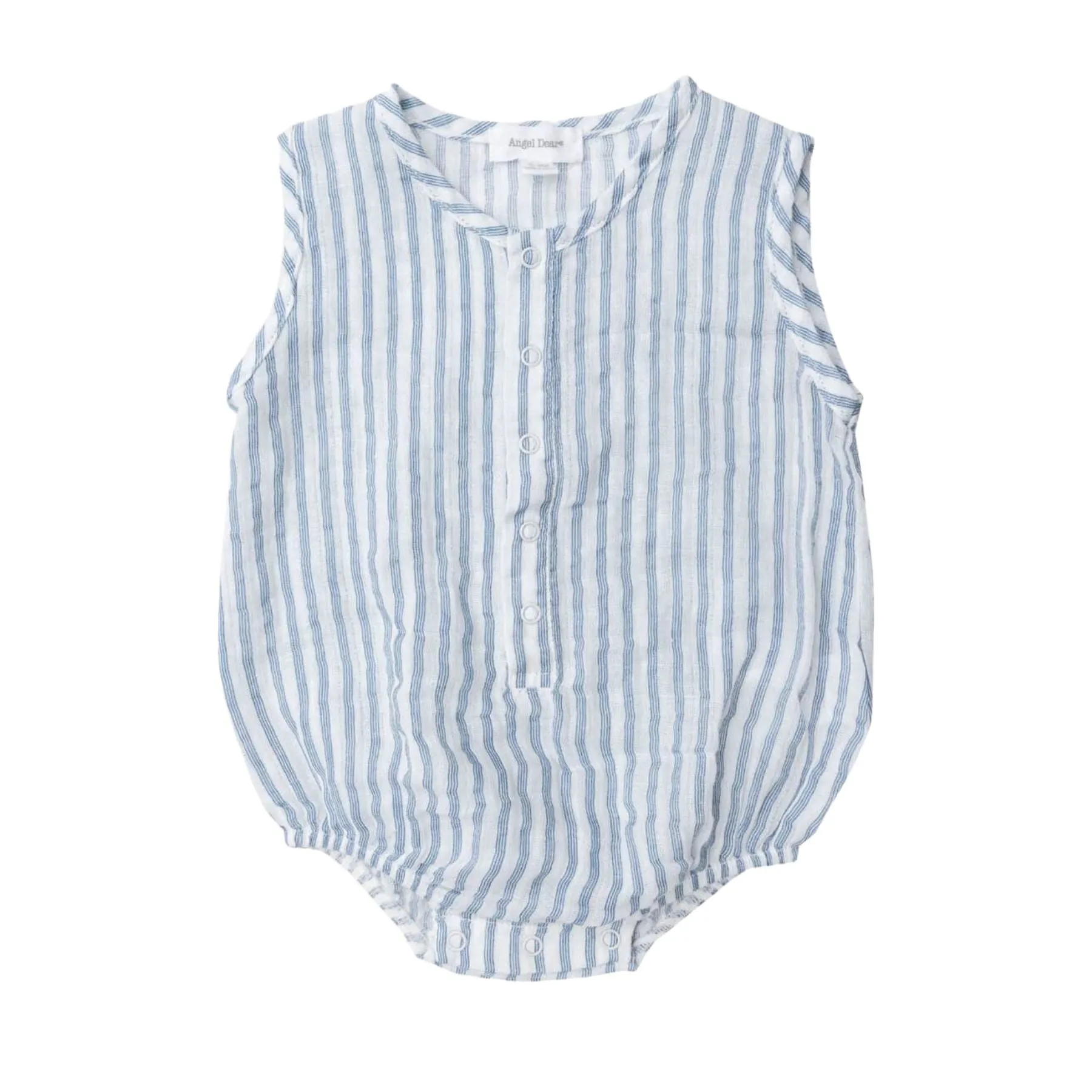 Muslin Henley Bubble, Nautical Ticking Stripe - Blue