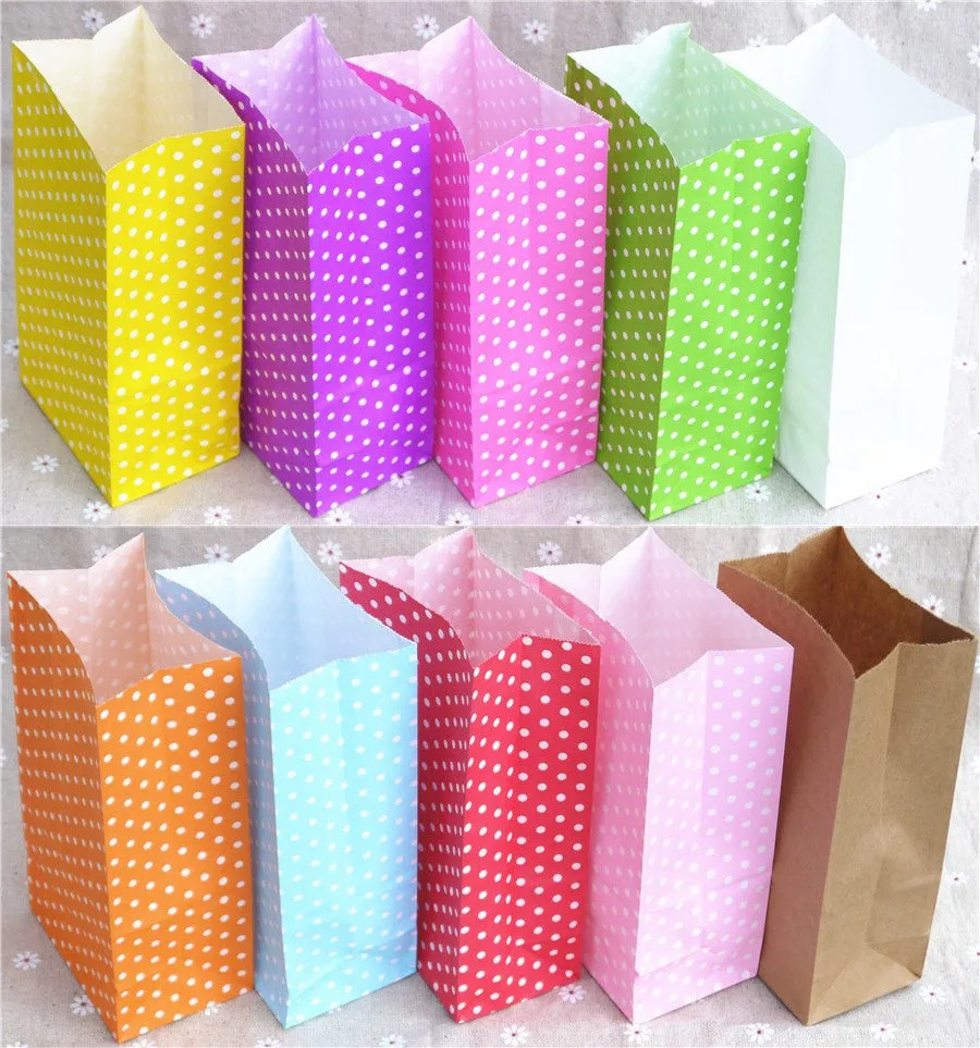 New paper bag Stand up Colorful Polka Dot  Bags 18x9x6cm Favor  Open Top Gift Packing paper Treat gift Bag wholesale