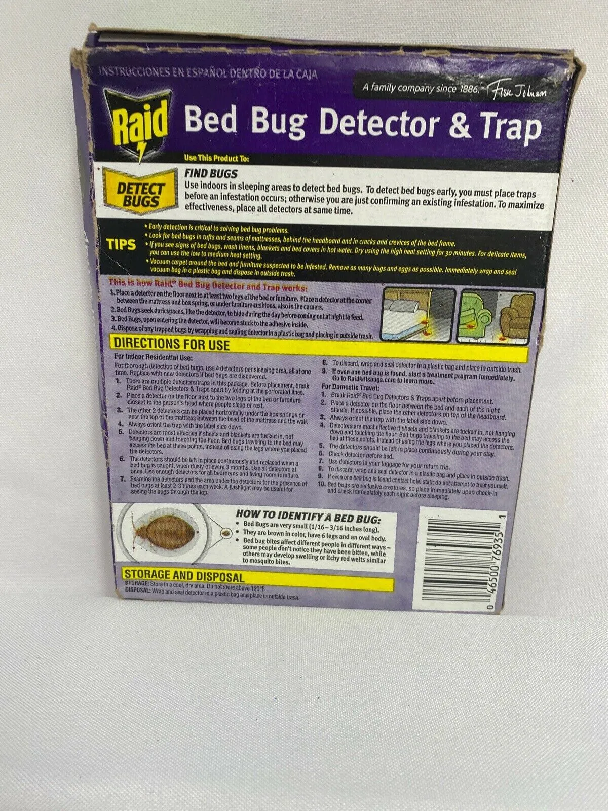 New Raid Bed Bug Detector and Trap Home Travel 8 count