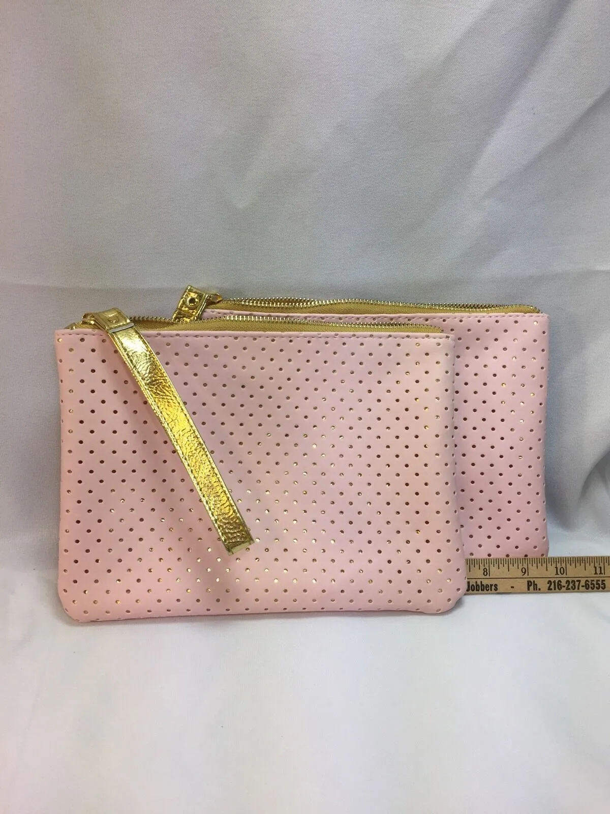 New Zipper MakeUp Bag Case Pouch Travel Pink And Gold