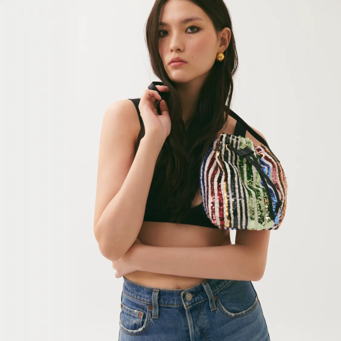 Noemie In Multicolor-Striped Sequin