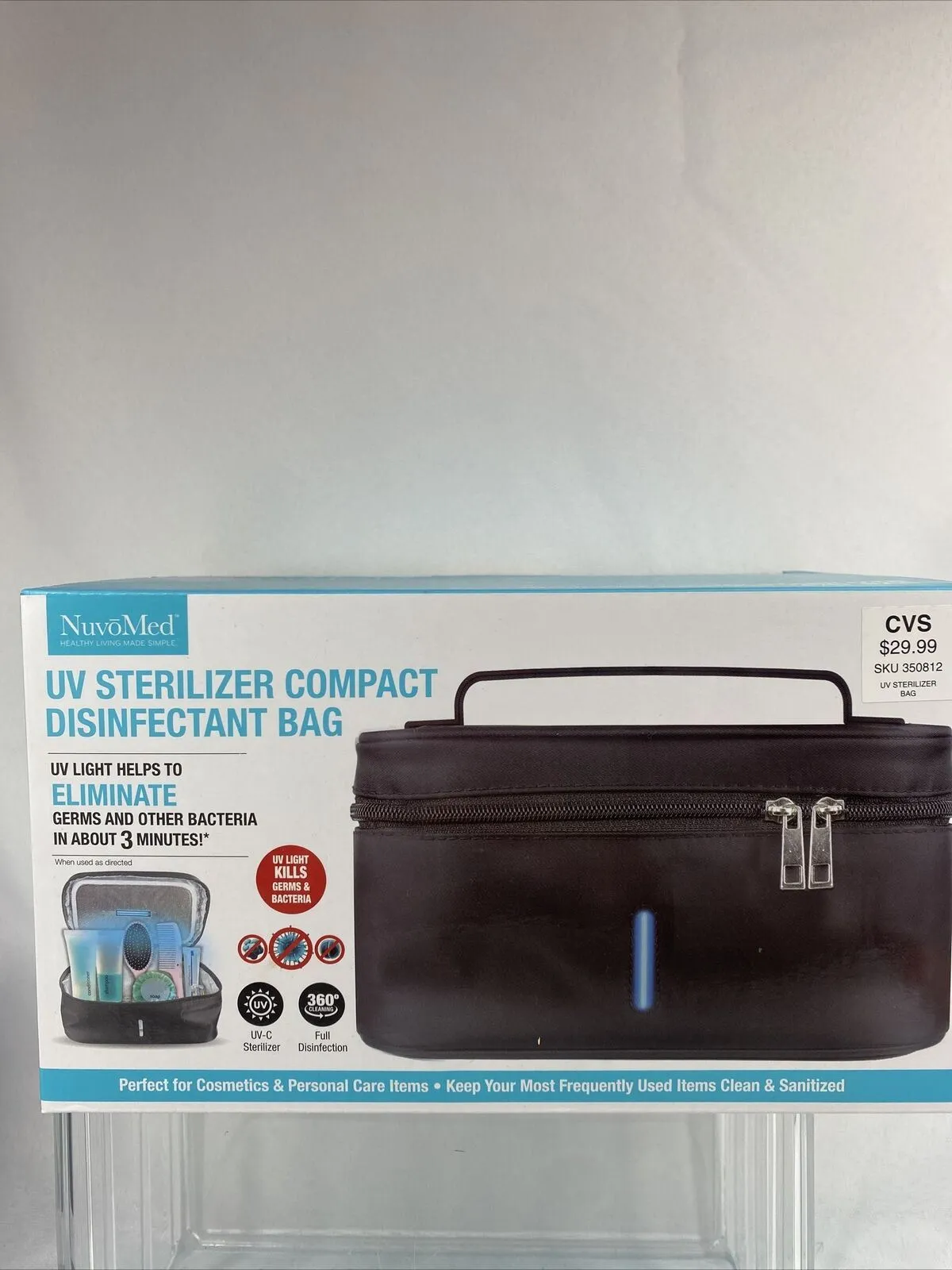 NuvoMed UV STERILIZER Disinfectant Bag Black Cosmetics Makeup Brush Travel Clean
