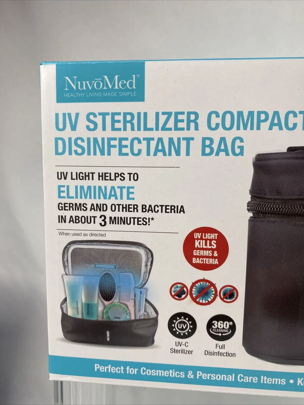 NuvoMed UV STERILIZER Disinfectant Bag Black Cosmetics Makeup Brush Travel Clean