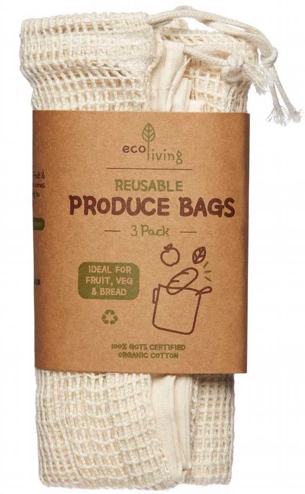 Organic Produce Bags & Bread Bag - 3 Pack