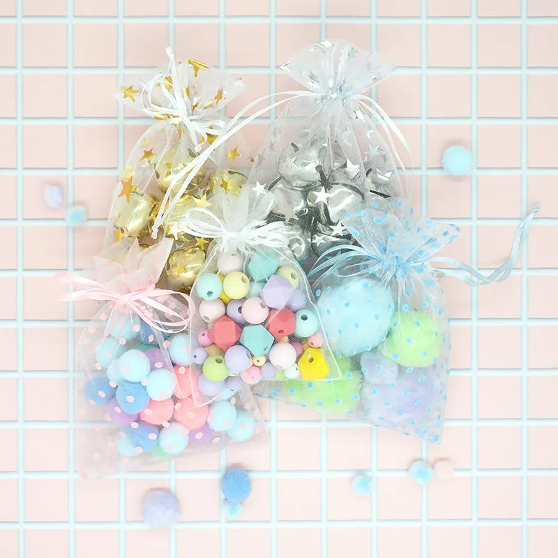 ORGANZA BAG 17X12.5CM BLUE SPOT 3PC