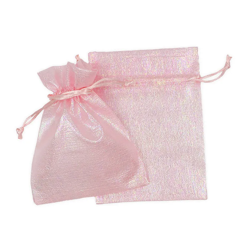 ORGANZA BAG 17X12CM IRIDESCENT PINK 3PC