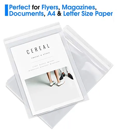 Pack It Chic - 10” X 13” (200/1000 Pack) Clear Resealable Polypropylene Bags - Fits 10X13 Prints, Photos, Documents - Self Seal