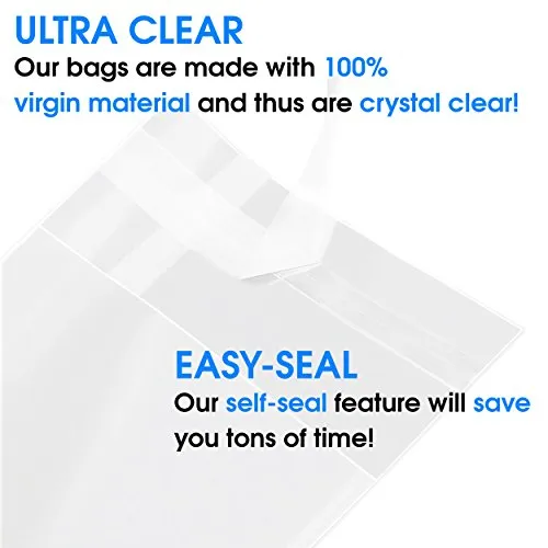 Pack It Chic - 10” X 13” (200/1000 Pack) Clear Resealable Polypropylene Bags - Fits 10X13 Prints, Photos, Documents - Self Seal