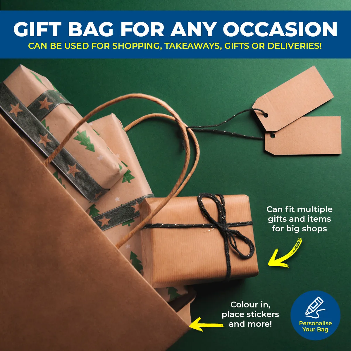 Party Central 72PCE Gift/Craft Paper Bags Horizontal Brown Reusable 21 x 27cm