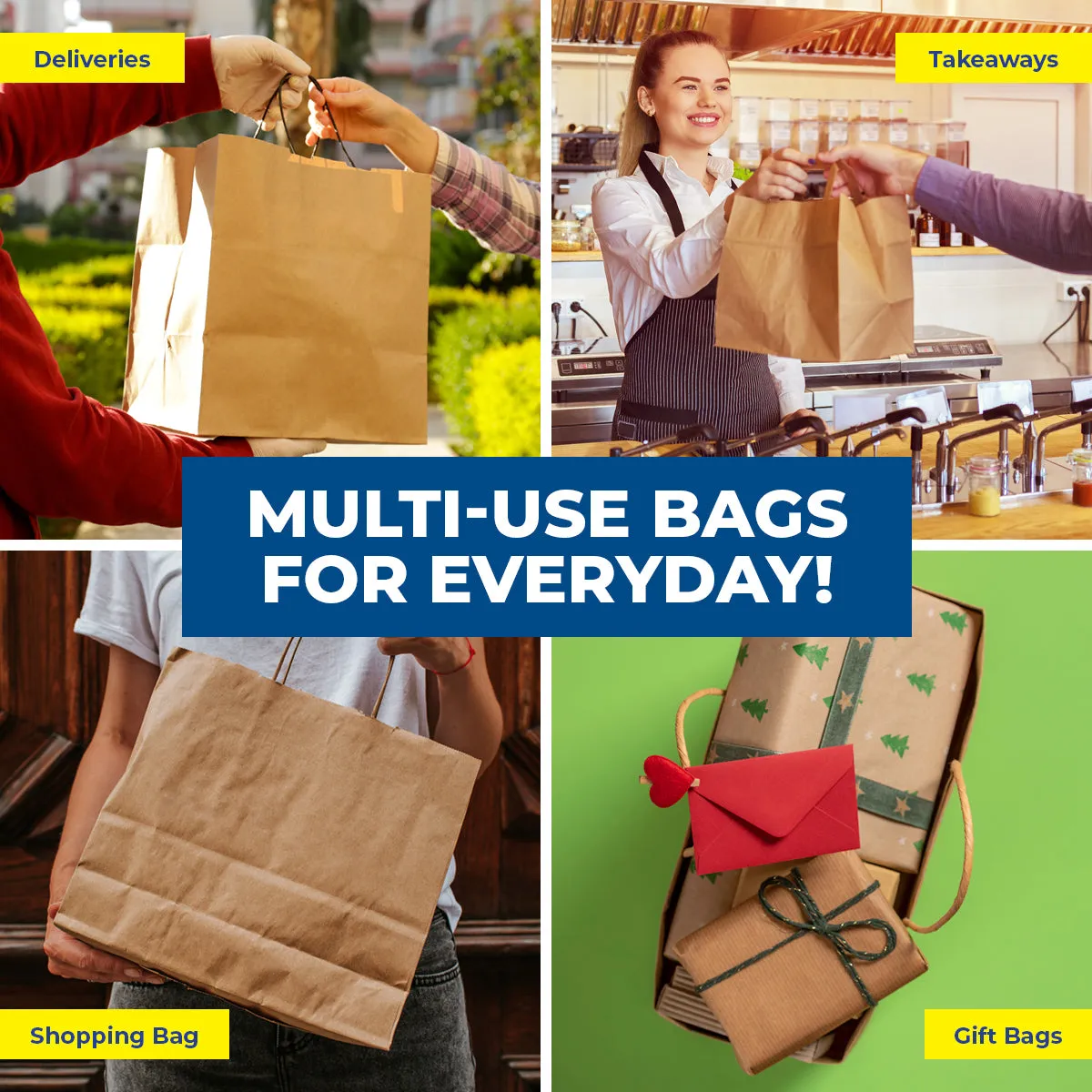 Party Central 72PCE Gift/Craft Paper Bags Horizontal Brown Reusable 21 x 27cm