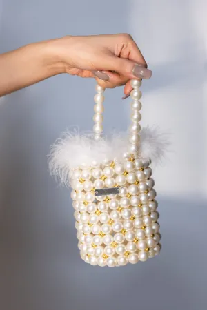 Pearl Bag With Fur Detailing, Ideal Party Wear Purse