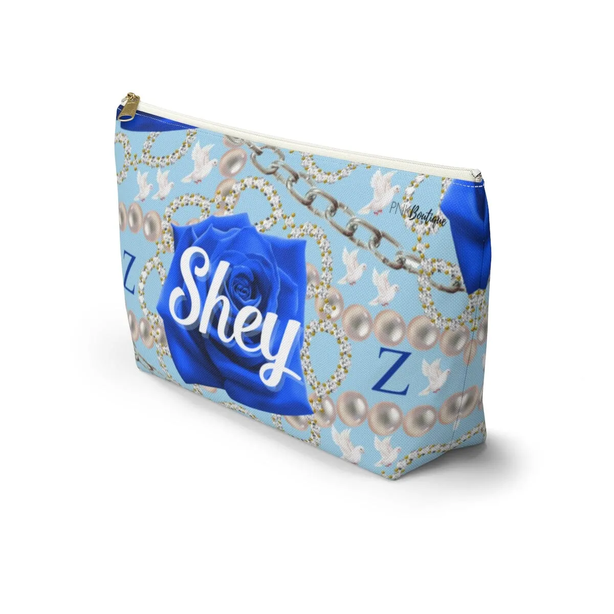 Pearls and Dove Custom Accessory Pouch w T-bottom