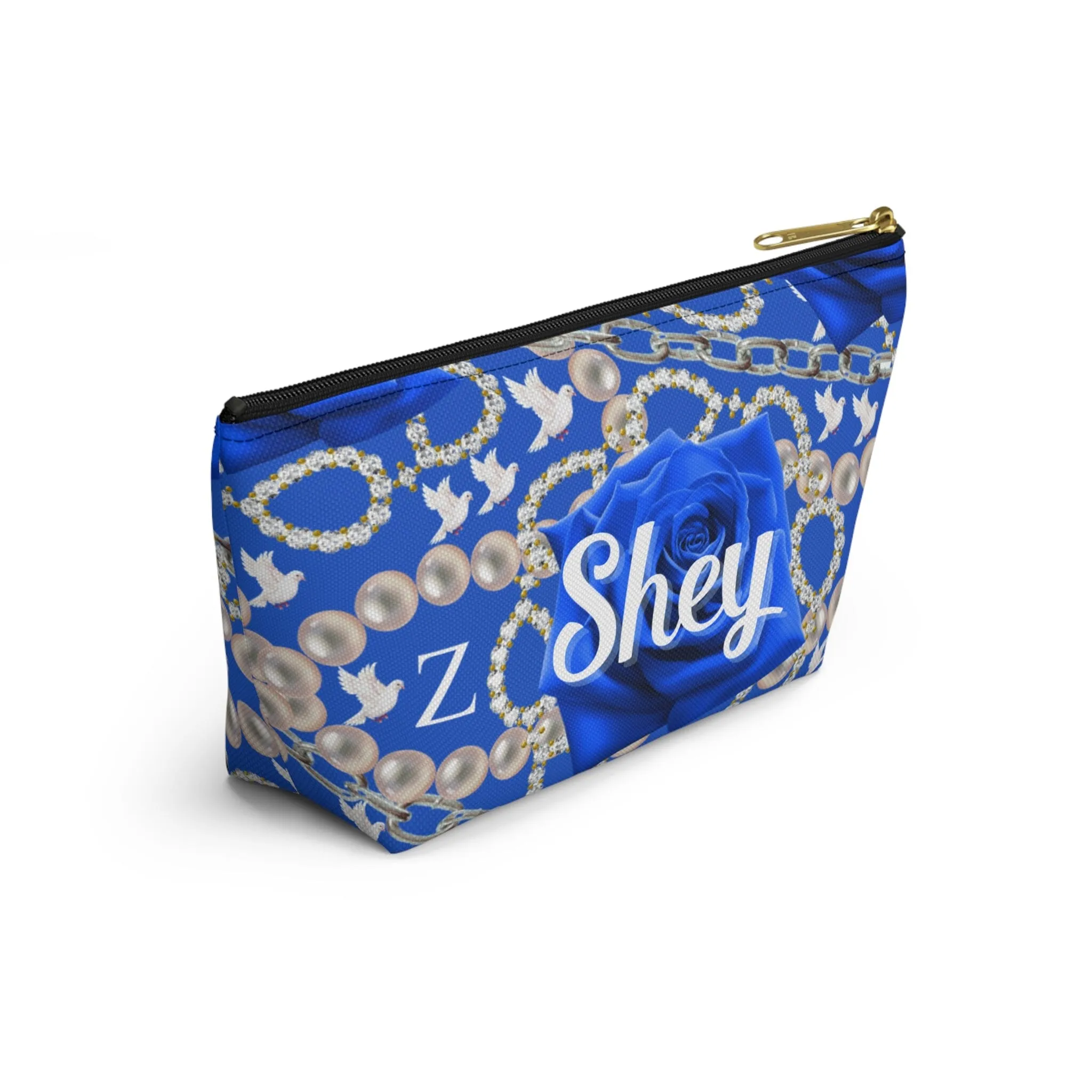 Pearls and Dove Custom Accessory Pouch w T-bottom