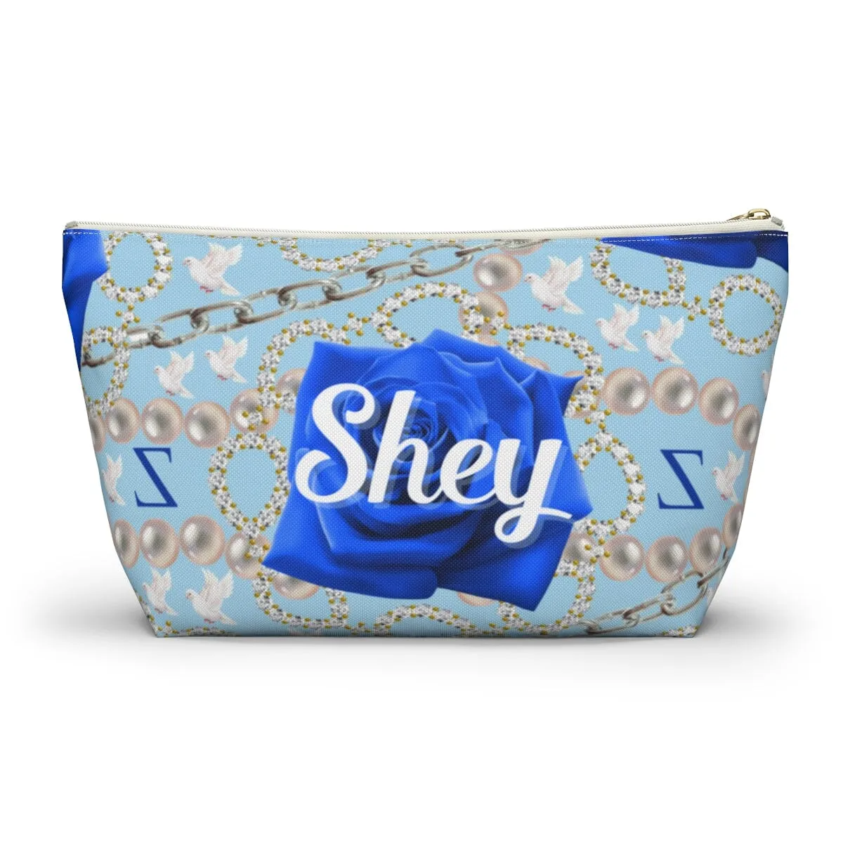 Pearls and Dove Custom Accessory Pouch w T-bottom