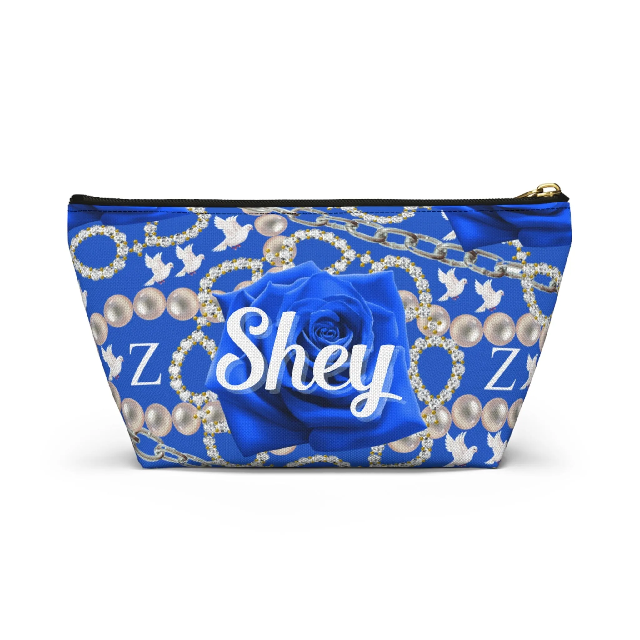 Pearls and Dove Custom Accessory Pouch w T-bottom