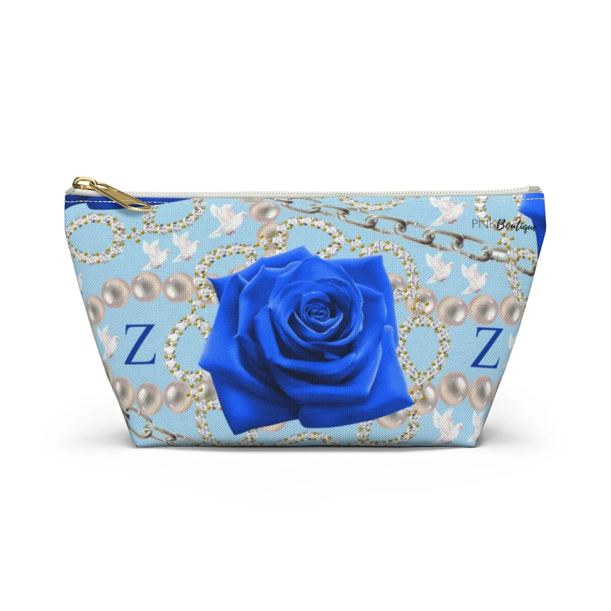 Pearls and Dove Custom Accessory Pouch w T-bottom