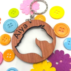 Personalised Horse Keyring with Name on it  - Great For Party Bags For Pony Parties Horse Lovers Gift Equestrian Horsey Gift