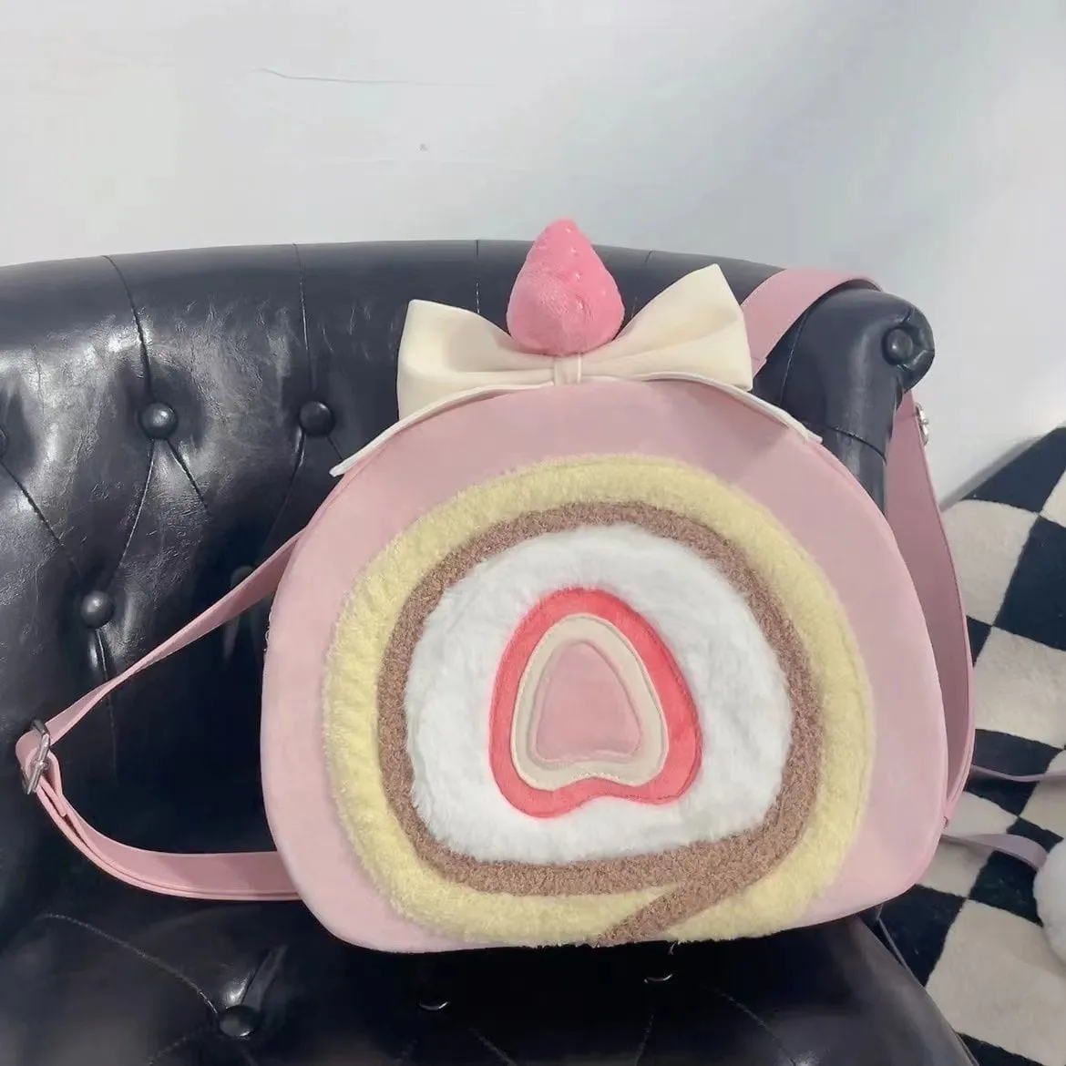 Pink Cake Bow Backpack Crossbody Bag