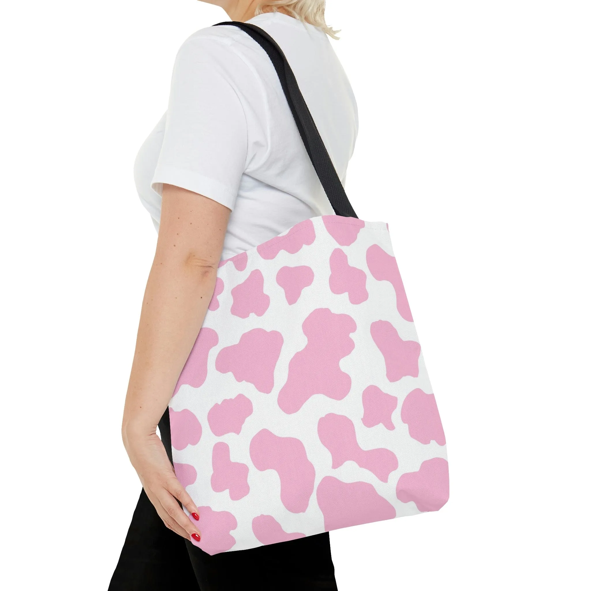 Pink Cow Print Tote Bag
