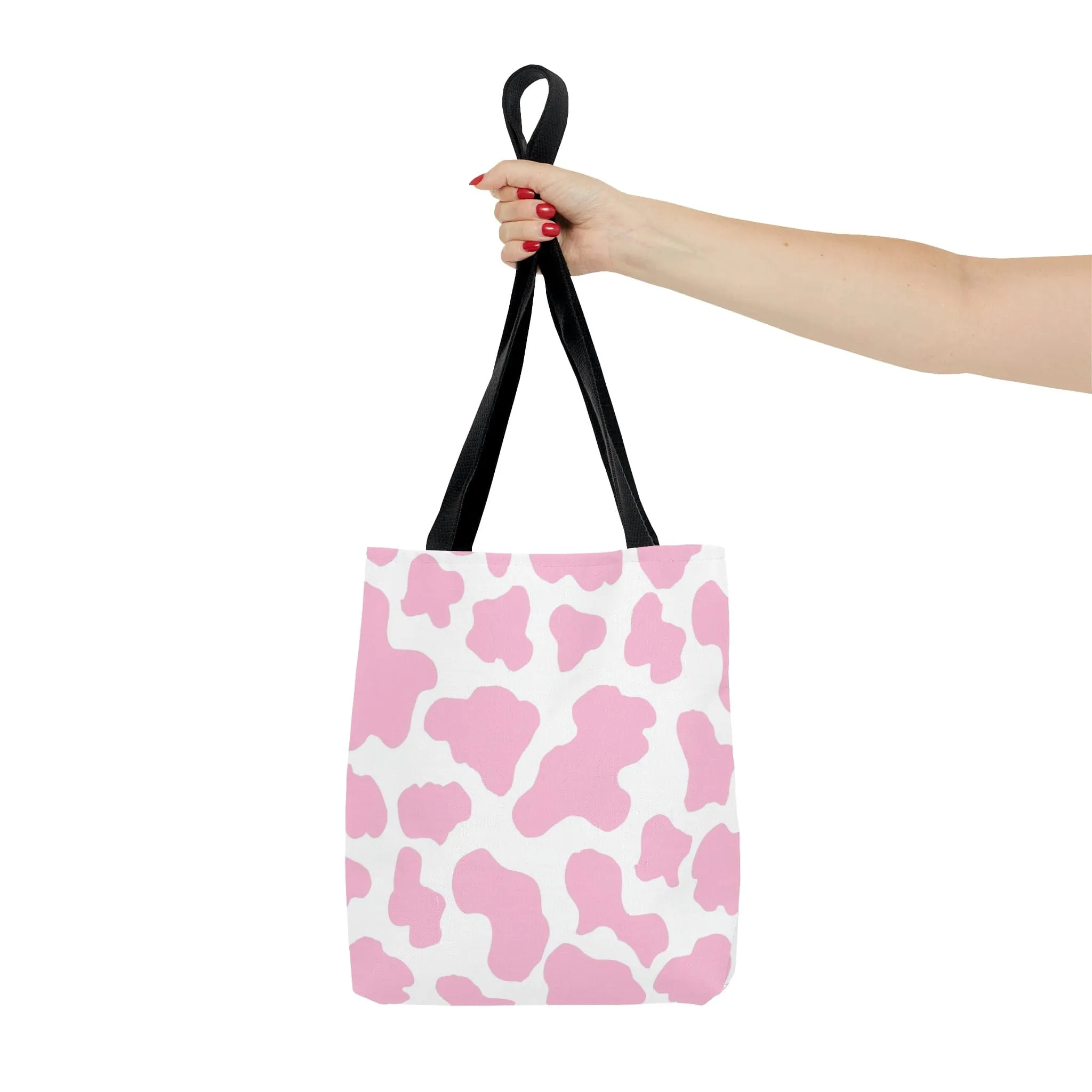Pink Cow Print Tote Bag