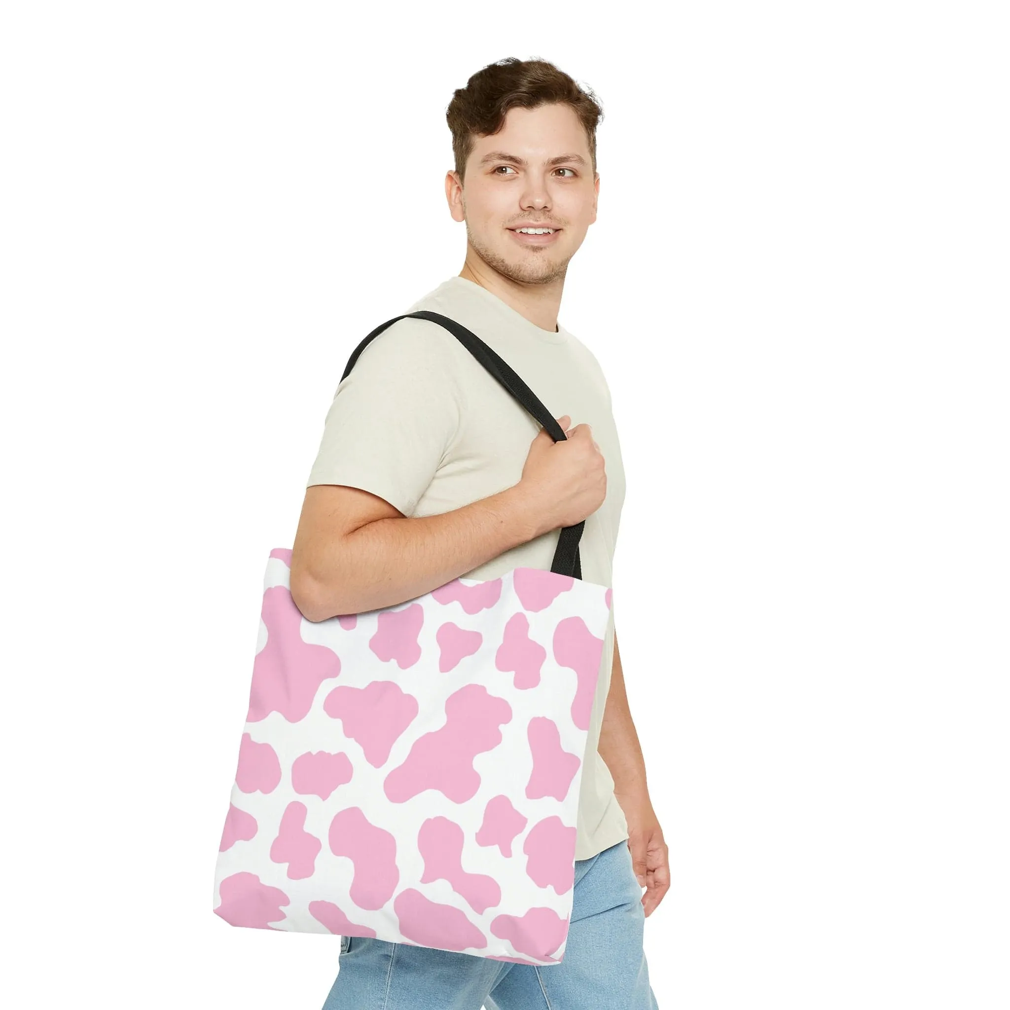 Pink Cow Print Tote Bag