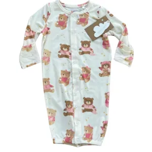Pink Teddy Bear Convertible Baby Gown