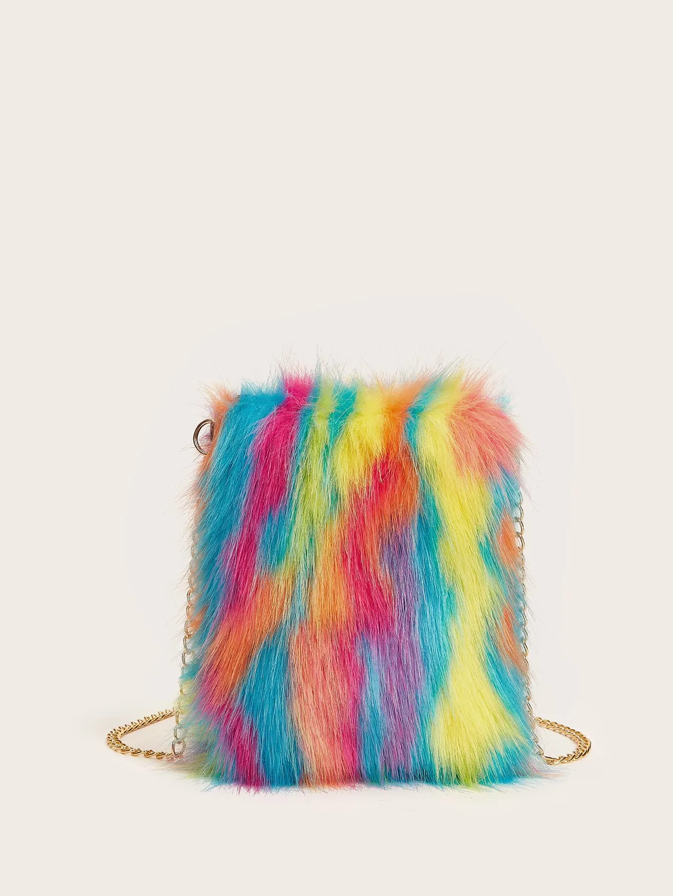 Plush Colorblock Chain Bag - Multicolor- FD ⚡