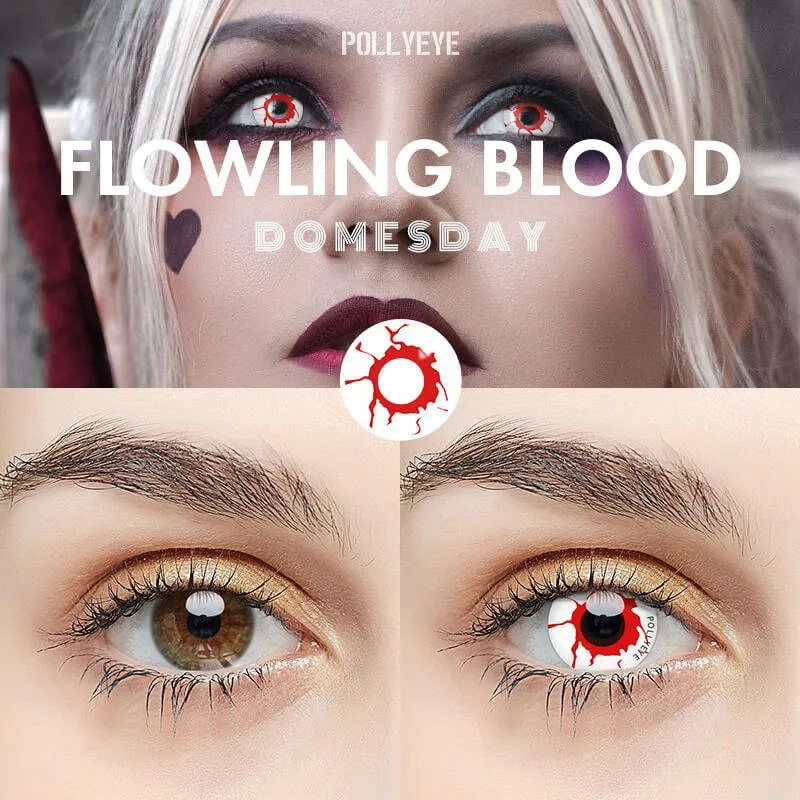 Pollyeye Domesday Flowing Blood Colored Contact Lenses
