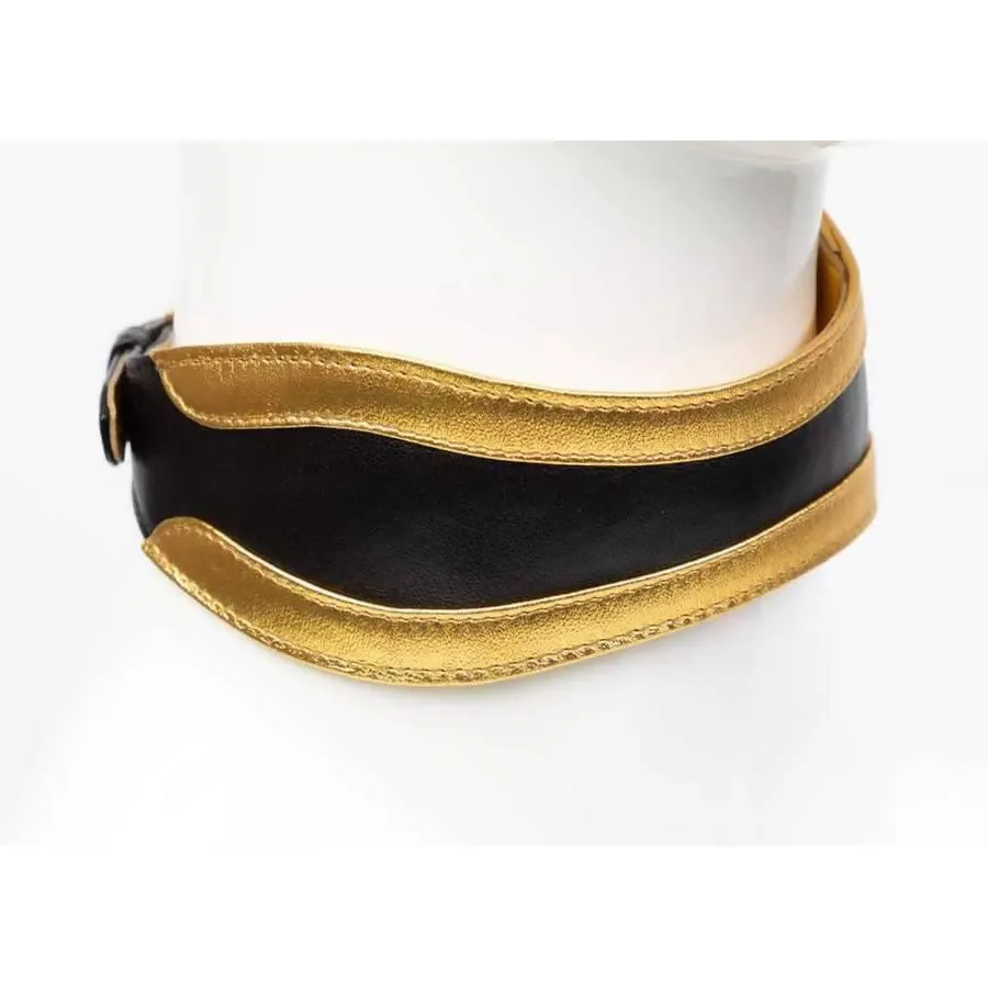 PRADA Black & Gold Leather Choker Necklace Fairy Collection