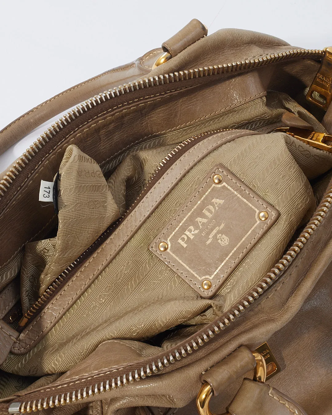 Prada Grey Aged Leather (Nappa Antique) Medium Convertible Tote