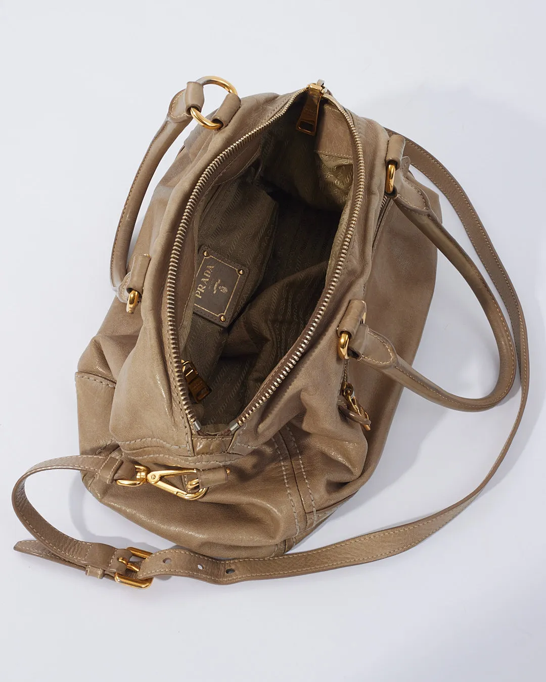 Prada Grey Aged Leather (Nappa Antique) Medium Convertible Tote