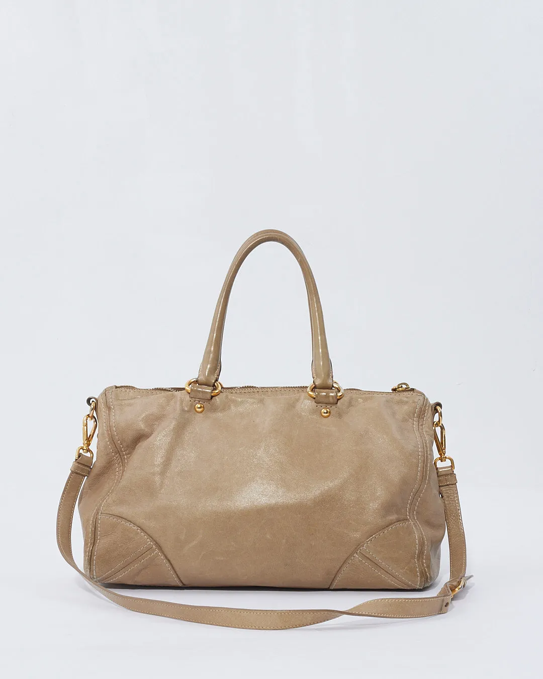 Prada Grey Aged Leather (Nappa Antique) Medium Convertible Tote