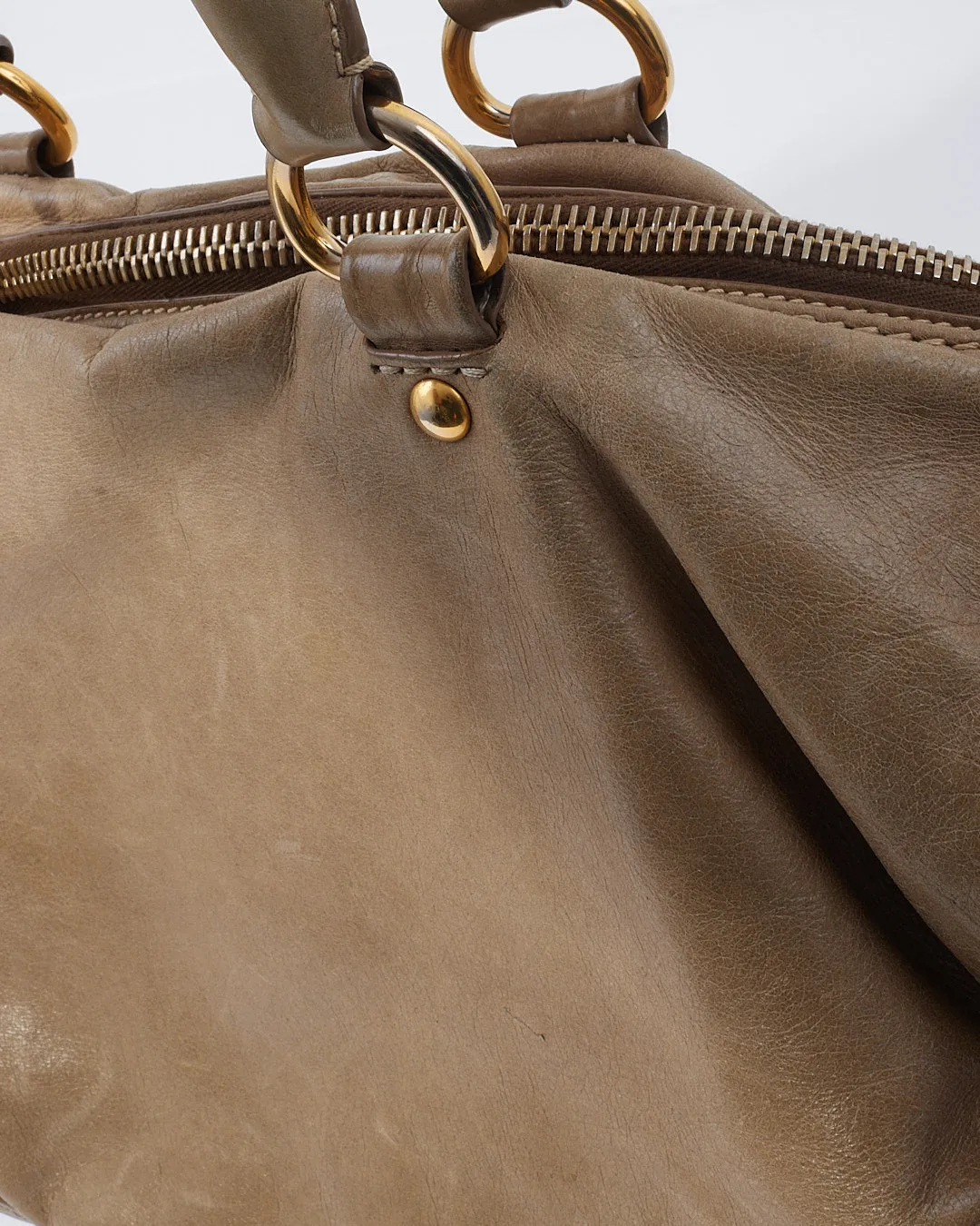 Prada Grey Aged Leather (Nappa Antique) Medium Convertible Tote