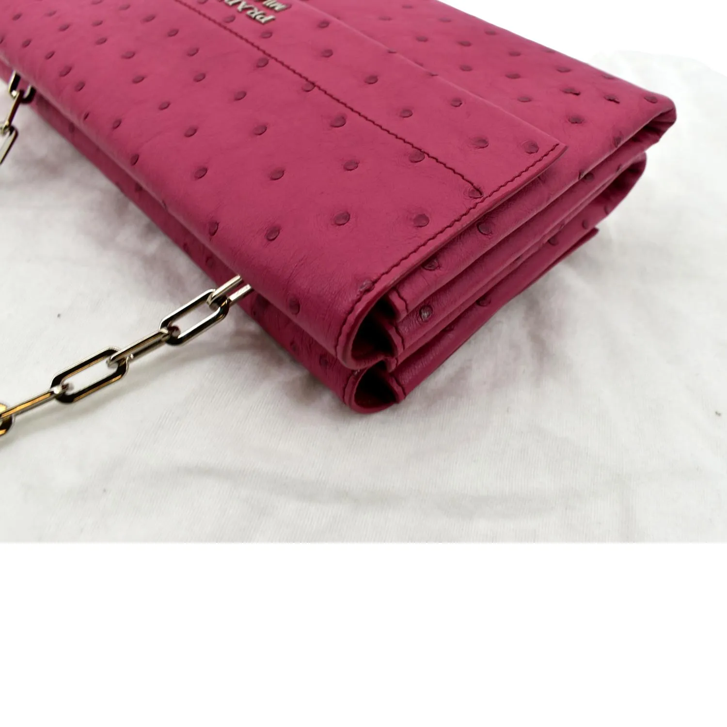 PRADA Leather Chain Shoulder Bag Pink BT0992