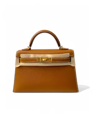 Pre-owned Hermès Mini Kelly 20cm Gold Epsom Leather Gold Hardware - Pristine Condition