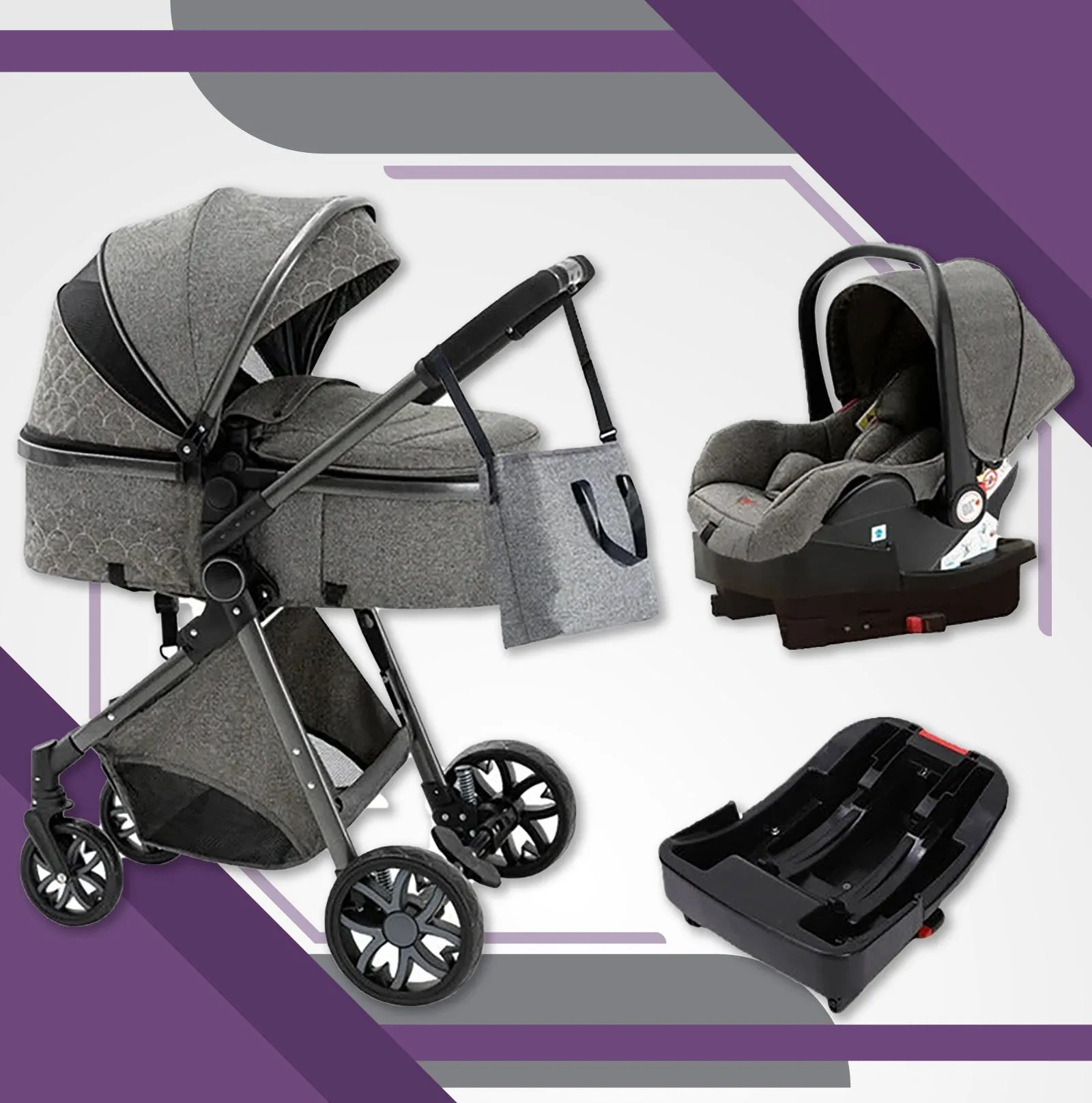 Premium 3-in-1 Baby Stroller (Car Seat & Base Included)