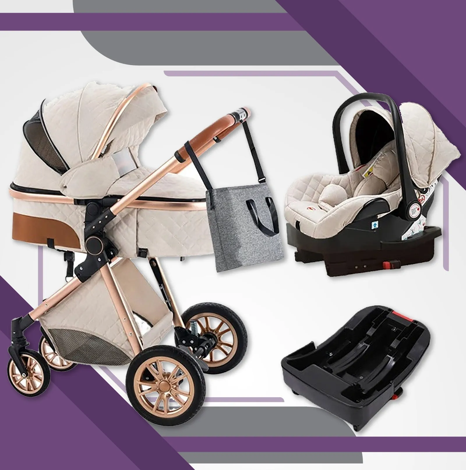 Premium 3-in-1 Baby Stroller (Car Seat & Base Included)