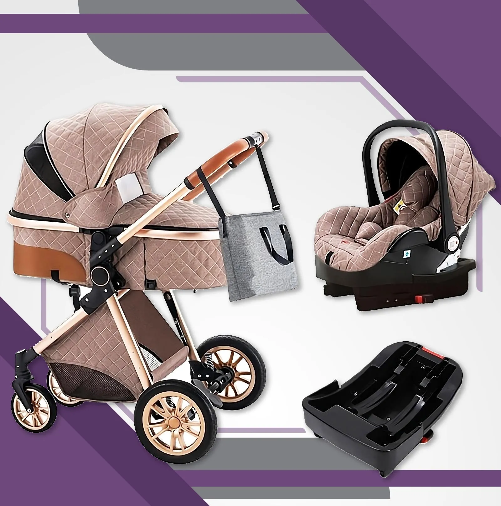 Premium 3-in-1 Baby Stroller (Car Seat & Base Included)