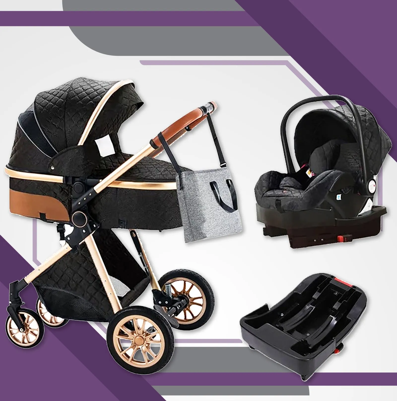Premium 3-in-1 Baby Stroller (Car Seat & Base Included)
