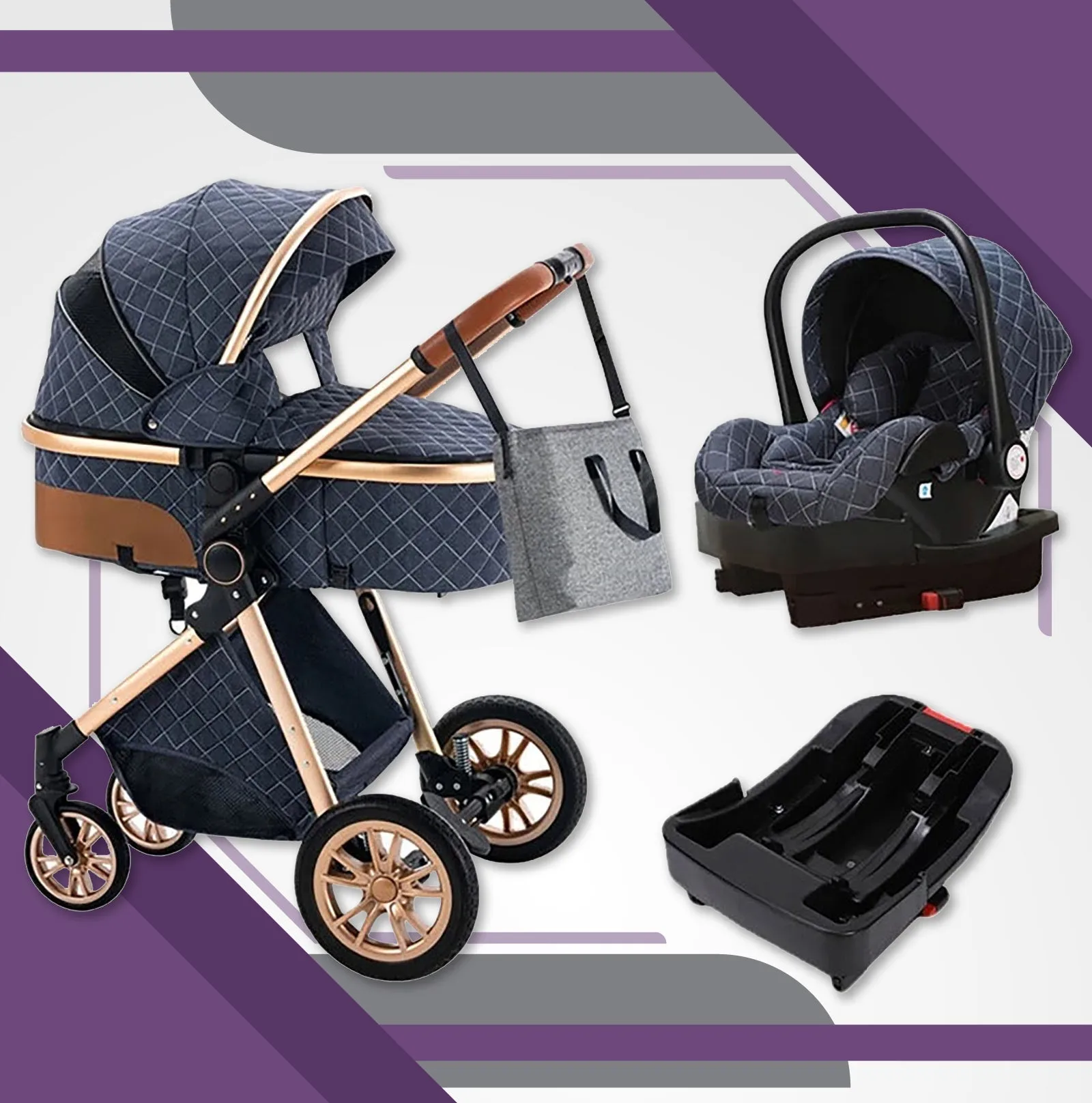 Premium 3-in-1 Baby Stroller (Car Seat & Base Included)