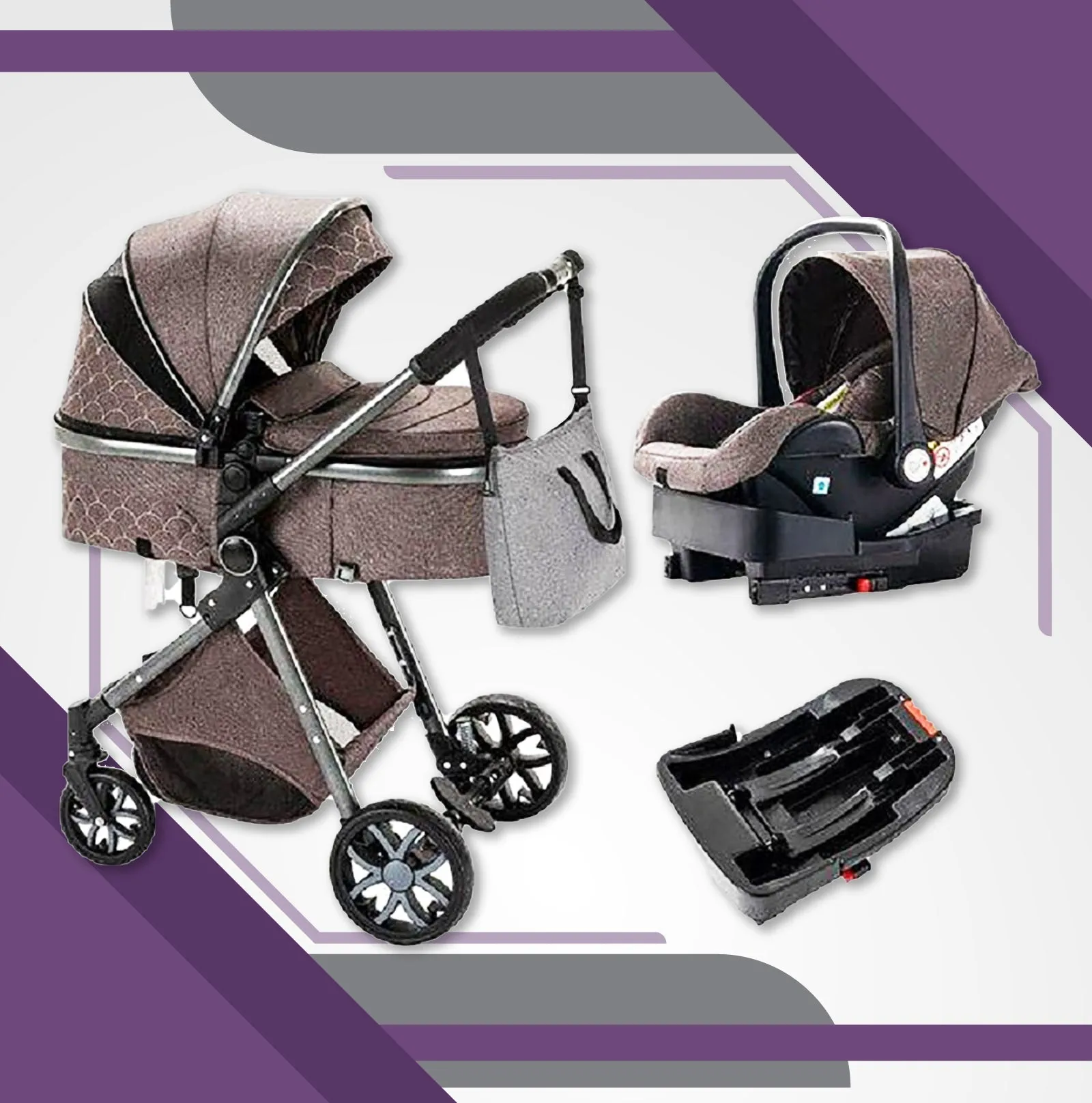 Premium 3-in-1 Baby Stroller (Car Seat & Base Included)