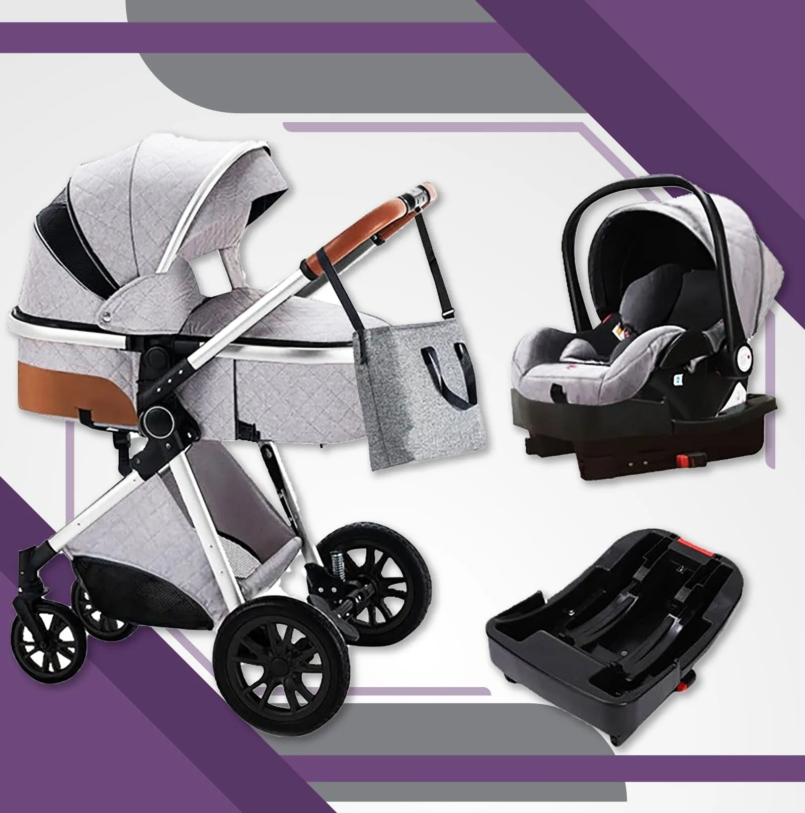 Premium 3-in-1 Baby Stroller (Car Seat & Base Included)