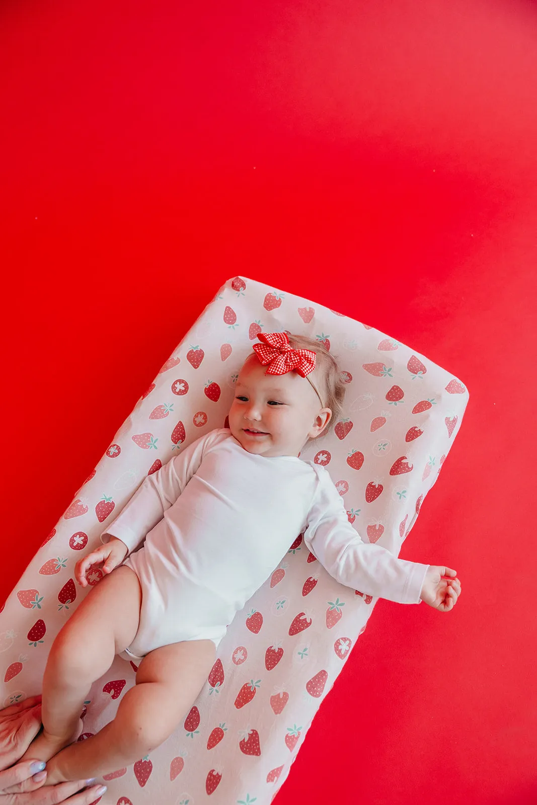 Premium Knit Diaper Changing Pad Cover - Strawberry