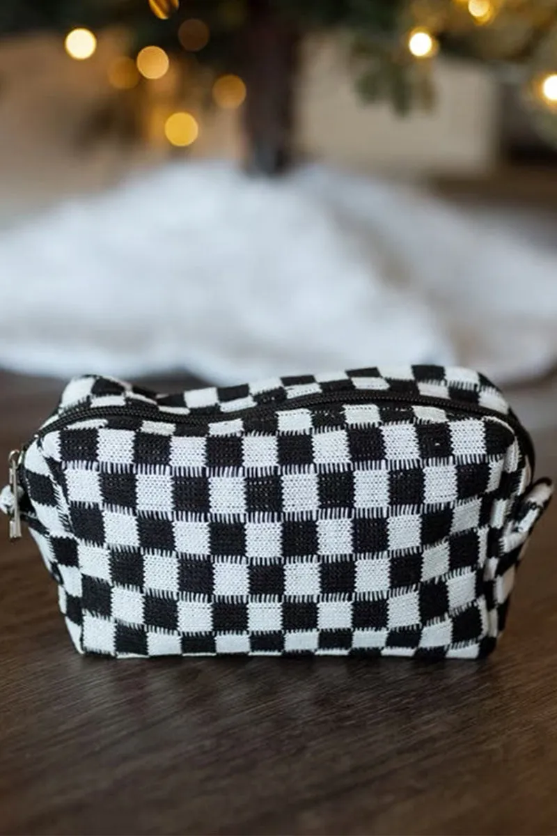 PREORDER! ETA 3/21 Checked & Chic Black Cosmetic Pouch **SHIPPING EXPECTED TO BEGIN ON DATE 3/21**