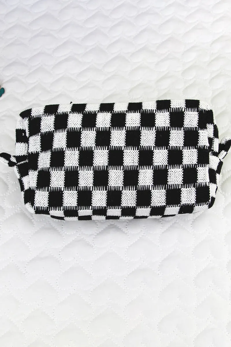 PREORDER! ETA 3/21 Checked & Chic Black Cosmetic Pouch **SHIPPING EXPECTED TO BEGIN ON DATE 3/21**