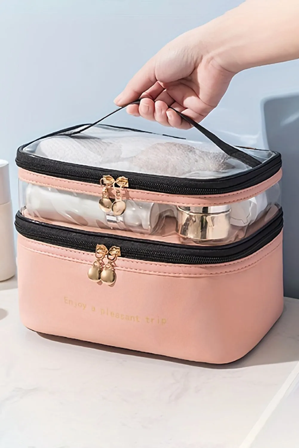 PREORDER! ETA 3/21 Pleasant Trip Pink Double Layer Cosmetic Case **SHIPPING EXPECTED TO BEGIN ON DATE 3/21**