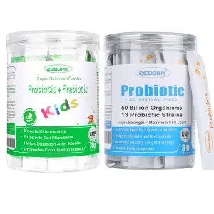 Probiotics for Women, Men and Kids Age 3 , Prebiotics and Probiotics Powder for Digestive and Immune Health – Support Healthy-Respiratory-System Gluten Free and Non GMO, 30 Bags