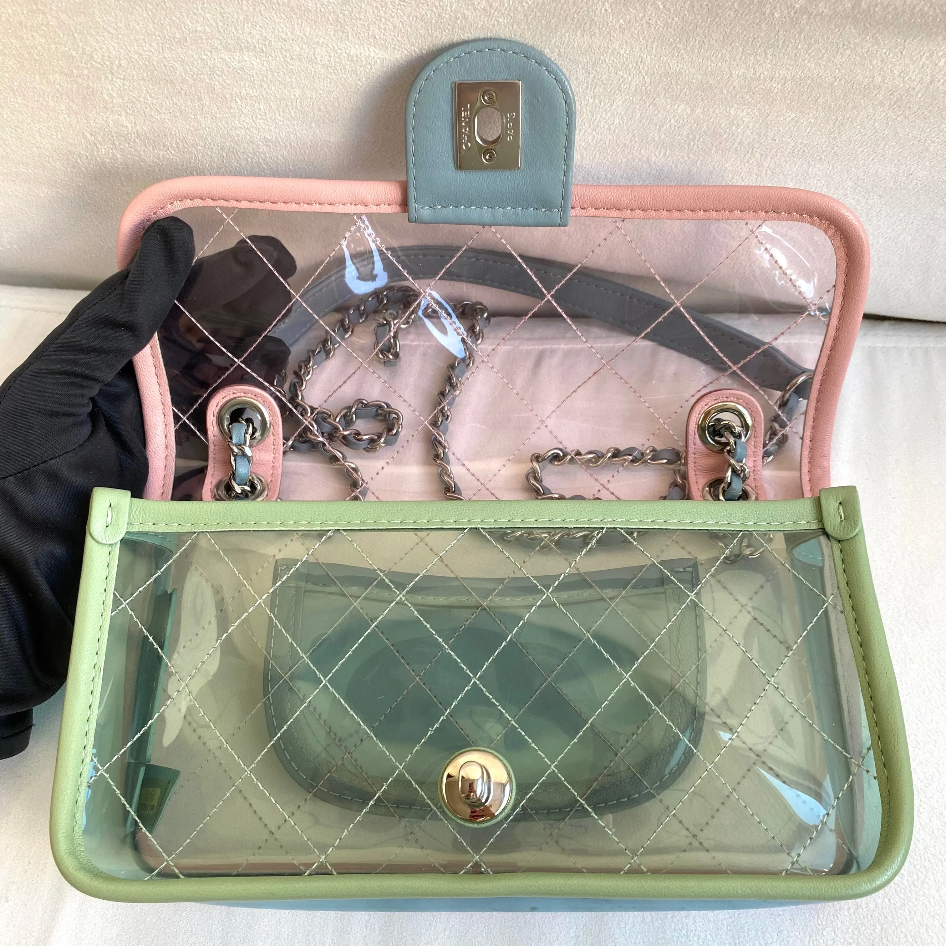 PVC Coco Splash Mini Flap Bag Pink Blue Green