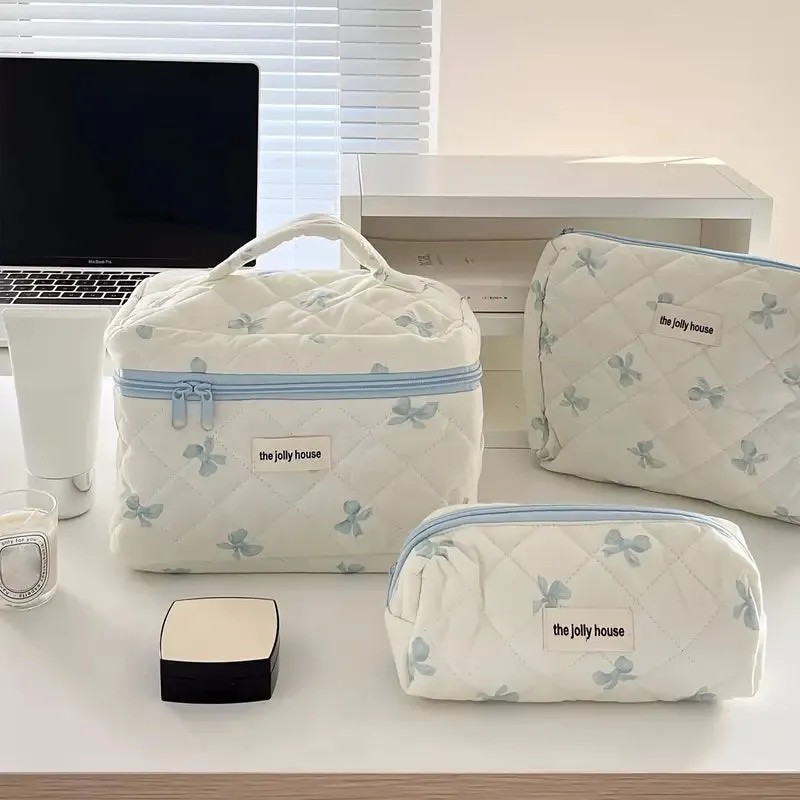 Quilted Bows Cosmetic Bag