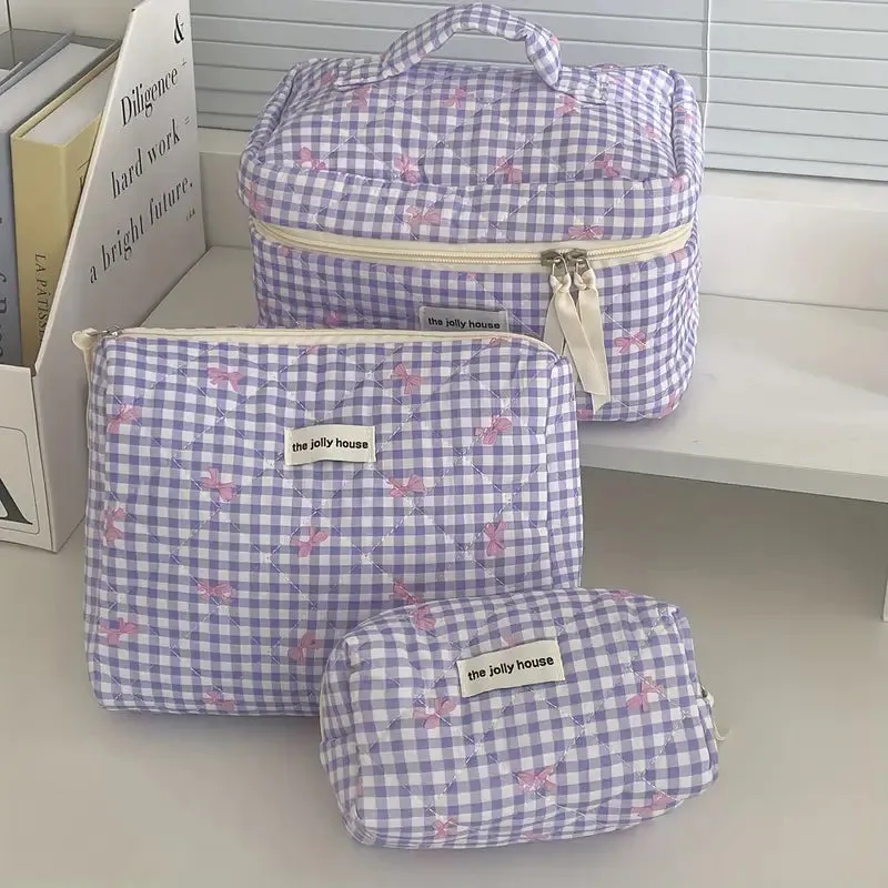 Quilted Bows Cosmetic Bag